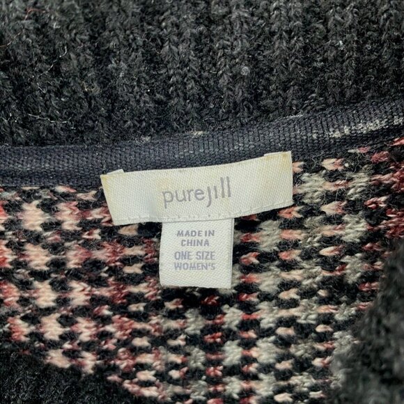 J Jill Sweater Womens One Size Black Multi Pure Jill Oversized Cowl Neck Slouchy - Picture 5 of 10